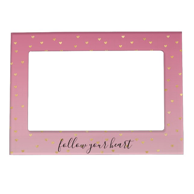 Gold Hearts Blush Pink Ombre  Magnetic Frame (Front)