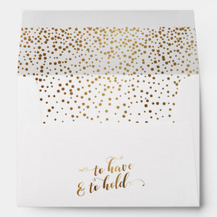 Gold Hearts Calligraphy Confetti To Have & To Hold Envelope