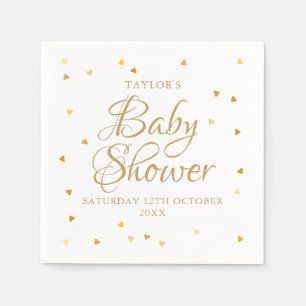 Gold Hearts Confetti Baby Shower / Sprinkle Napkins