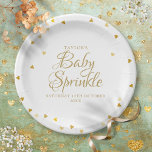 Gold Hearts Confetti Baby Sprinkle / Shower Paper Plates<br><div class="desc">Featuring gold text and scattered gold hearts,  these chic gender neutral paper plates are ideal for your special baby sprinkle,  shower or couples shower.</div>