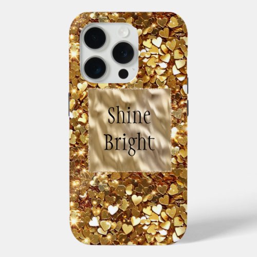 Gold Hearts Confetti iPhone 15 Pro Case