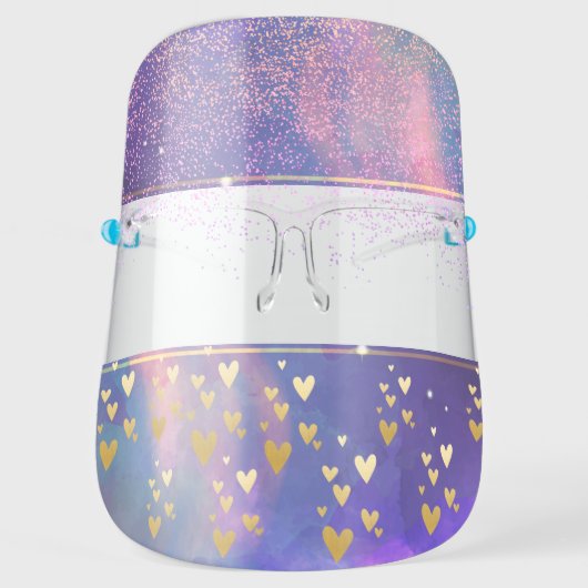 Gold Hearts,Confetti Face Shield (Front)