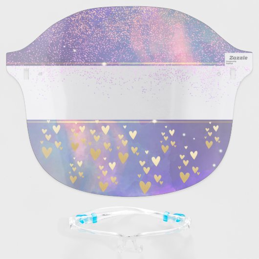 Gold Hearts,Confetti Face Shield (Front w/Glasses)