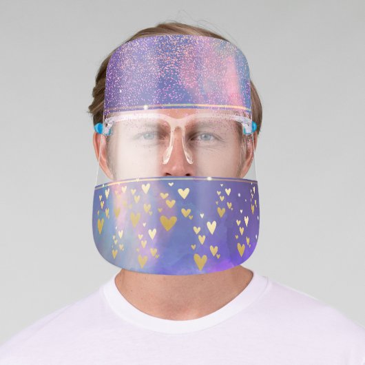 Gold Hearts,Confetti Face Shield (Insitu)