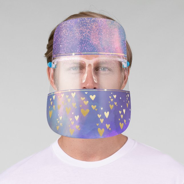 Gold Hearts,Confetti Face Shield (Insitu)