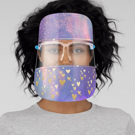 Gold Hearts,Confetti Face Shield (Insitu)