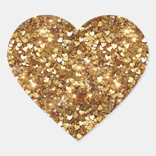 Gold Hearts Confetti Heart Sticker (Front)