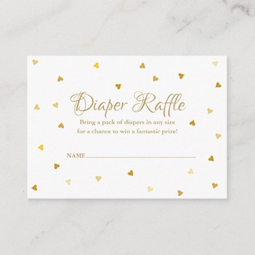 Gold Hearts Diaper Raffle Baby Shower Enclosure Card