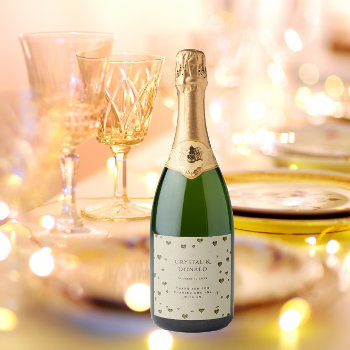 Gold Hearts Dots  Sparkling Wine Label by deluxephotos at Zazzle