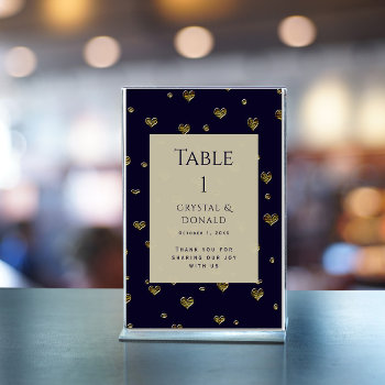 Gold Hearts Dots Table  Table Number by deluxephotos at Zazzle