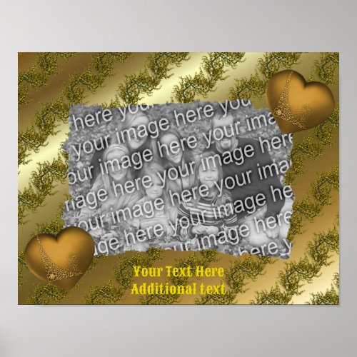 Gold Hearts Elegant Add Your Photo Personalized Poster
