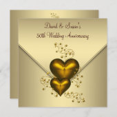 Gold Hearts Elegant Gold 50th Wedding Anniversary Invitation | Zazzle