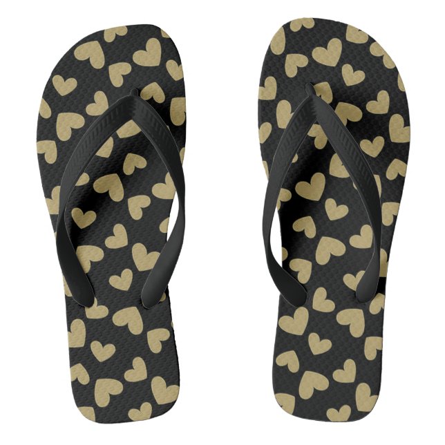 Gold Hearts Flip Flops (Footbed)
