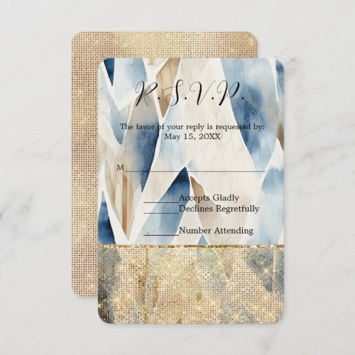 Gold Hearts Glam Sparkle Wedding RSVP