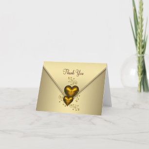 Gold Hearts Gold Thank You Cards