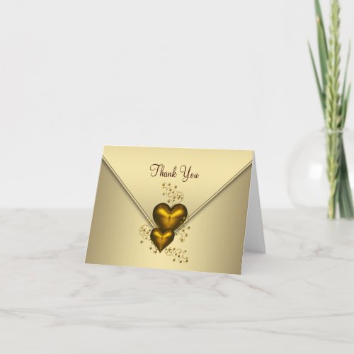 Gold Hearts Gold Thank You Cards