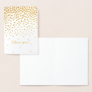Gold Hearts I love you Foil Card