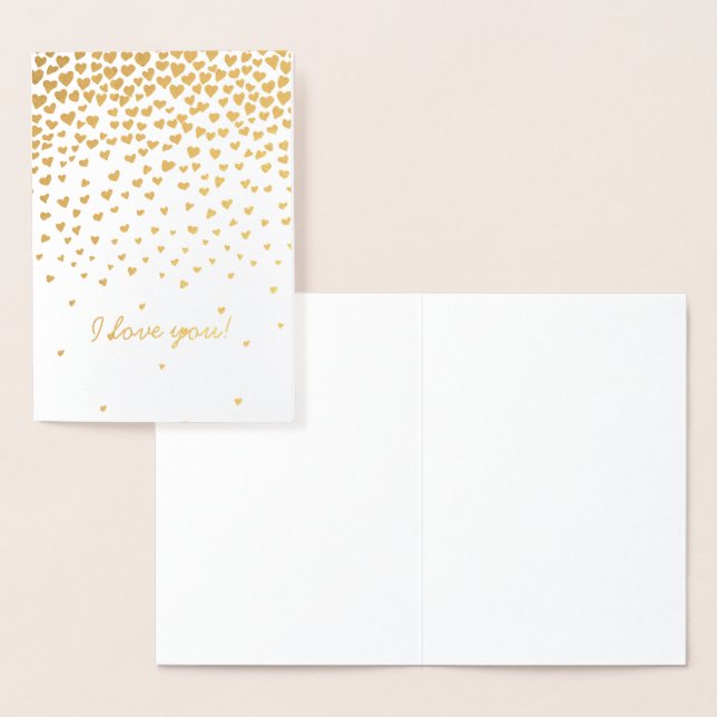 Gold Hearts I love you Foil Card (Display)