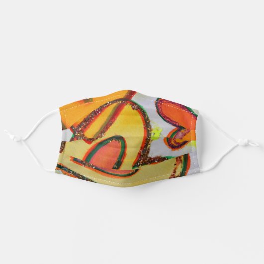 Gold Hearts Inspirational Art Custom Face Masks (Front, Unfolded)