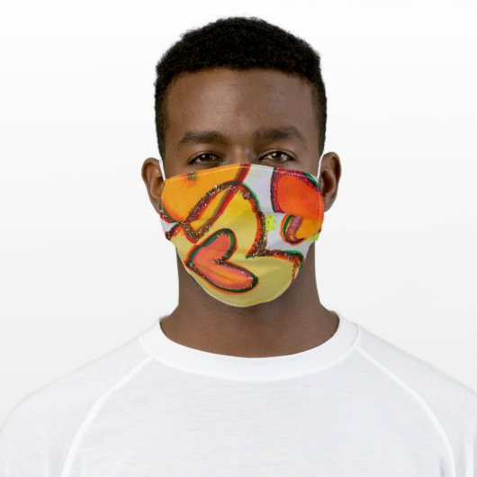 Gold Hearts Inspirational Art Custom Face Masks (Worn)