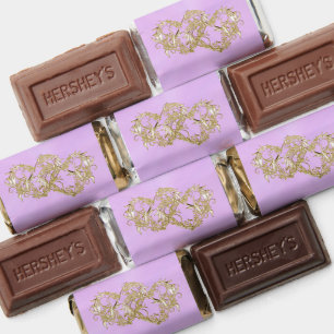 Gold Hearts Lavender Wrapped Chocolate Hershey's Miniatures