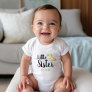 Gold Hearts Little Sister Name Monogram Baby Bodysuit