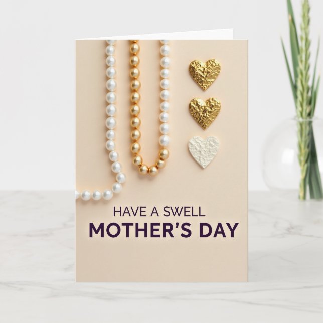 Gold Hearts Mothers Day Card (Front)