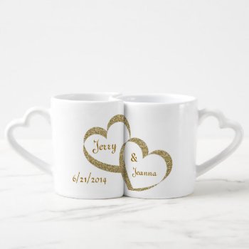 Gold Hearts Newlywed Mug Set by Myweddingday at Zazzle