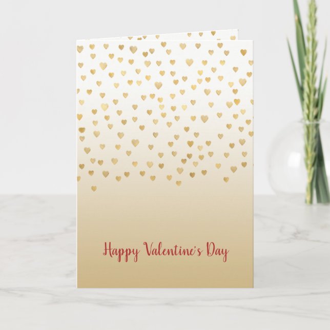 Gold Hearts Ombre Valentine's Day Holiday Card (Front)