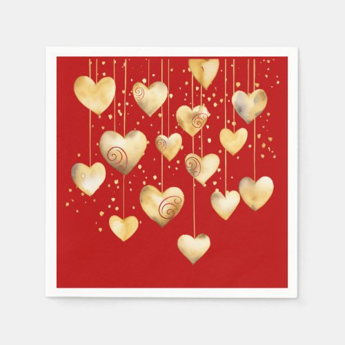Gold Hearts on A String Napkins