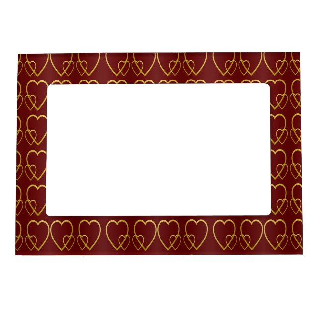 Gold hearts on maroon magnetic frame (Front)