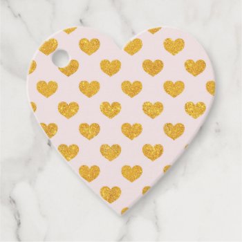 Gold Hearts On Pink Favor Tags by Rebecca_Reeder at Zazzle