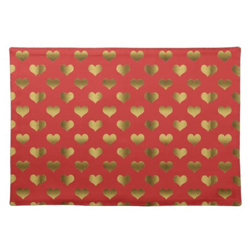 Gold Hearts on Red Cloth Placemat