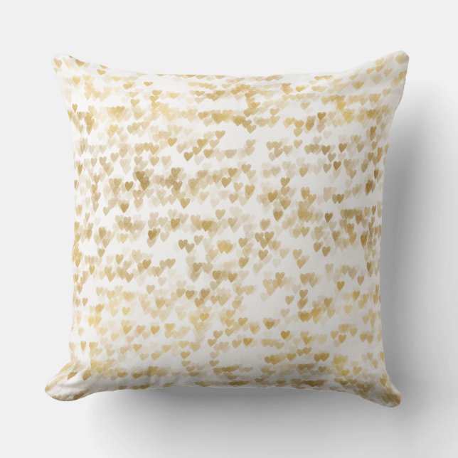 Gold Hearts Outdoor Pillow (Front)
