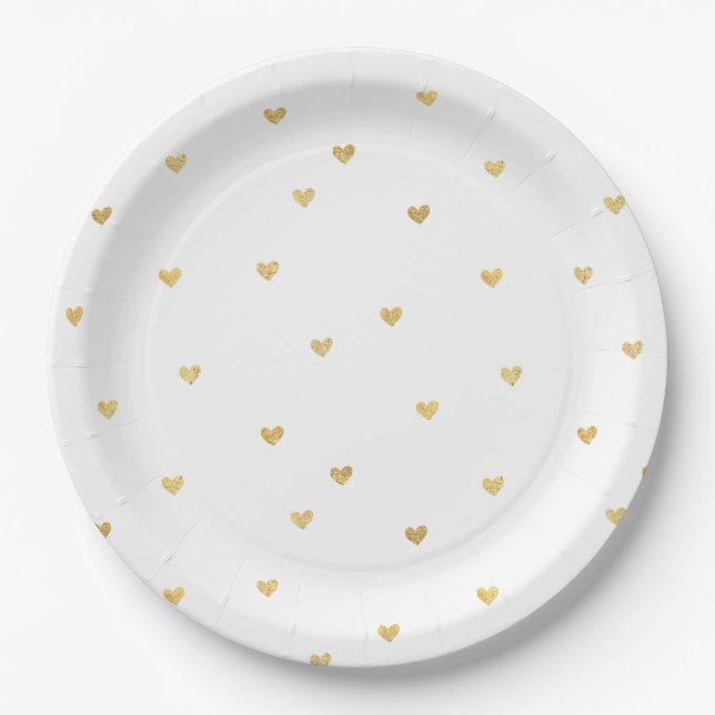 Gold Hearts Paper Plates (Front)