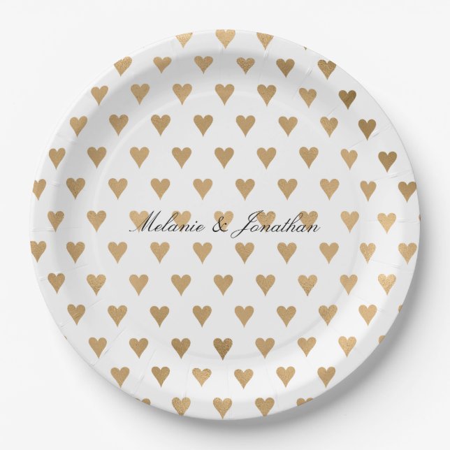 Gold Hearts Paper Plates (Front)