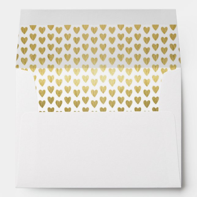 Gold Hearts Pattern Decorative Inside Lined Envelope (Back (Bottom))