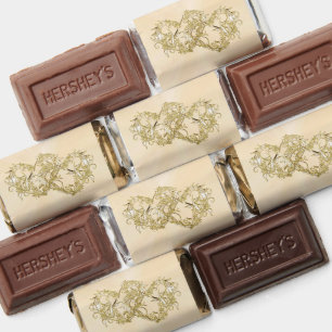 Gold Hearts Peach Wrapped Chocolate Hershey's Miniatures