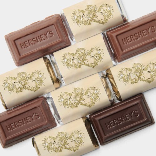 Gold Hearts Peach Wrapped Chocolate Hershey's Miniatures