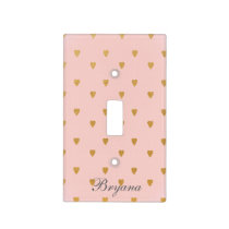 Gold Hearts & Pink Bedroom Light Switch Cover