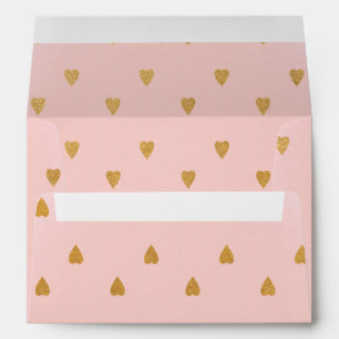 Gold Hearts & Pink Birthday Party Invite Envelope