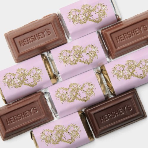 Gold Hearts Pink Wrapped Chocolate Hershey's Miniatures
