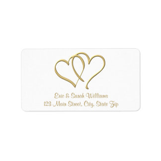 Gold Hearts Return Address Labels