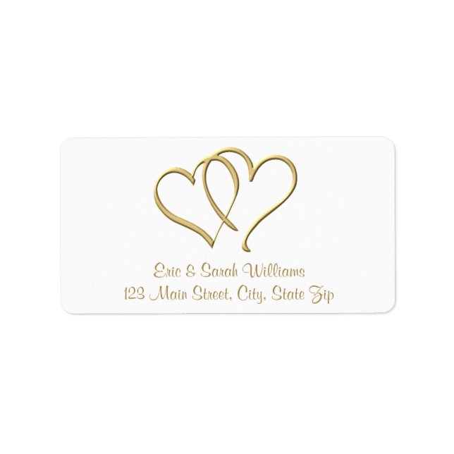 Gold Hearts Return Address Labels (Front)