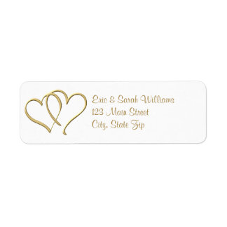 Gold Hearts Return Address Labels