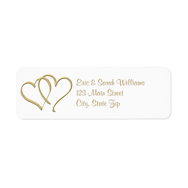 Gold Hearts Return Address Labels (Front)