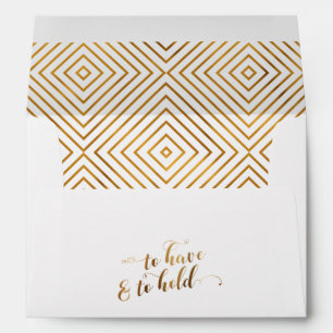 Gold Hearts Script To Have & To Hold Personalized Envelope