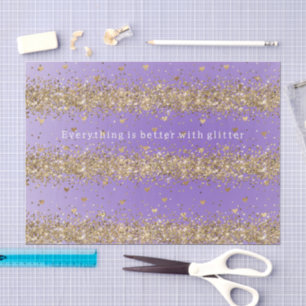 Gold Hearts Sparkle Purple Glitter Birthday Tissue Paper