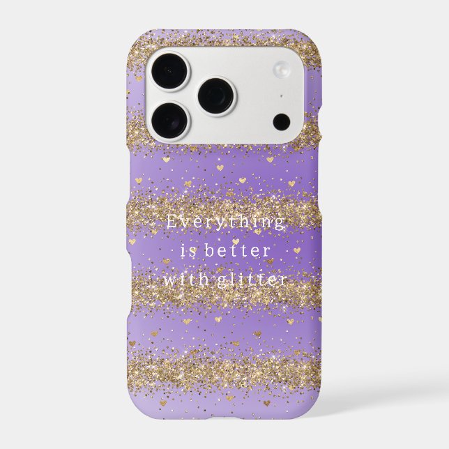Gold Hearts Sparkle Purple Glitter quote   Case-Mate iPhone Case (Back)