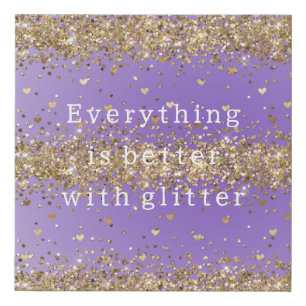 Gold Hearts Sparkle Purple Glitter quote   Faux Canvas Print